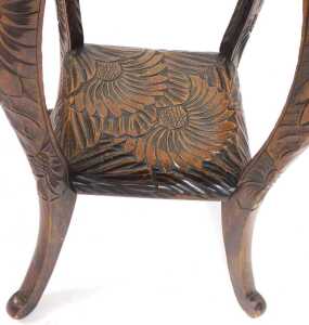 An early 20thC Arts and Crafts Japanese carved hardwood occasional table, for Liberty of London,... - 3
