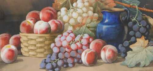 Giovanni Barbaro/Arthur Dudley (British 1864-1915). Still life of fruit and other objects,...