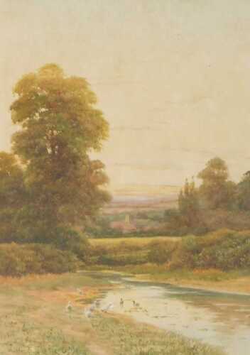 George Oyston (English 1861-1937). Near Chinnor, Bucks, watercolour, signed, titled to the mount,...