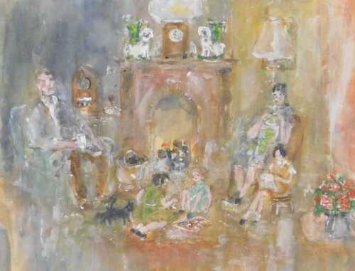 Michael Gibbison (British b1937). Home Comforts, watercolour, signed, titled verso, 33cm x 42cm.