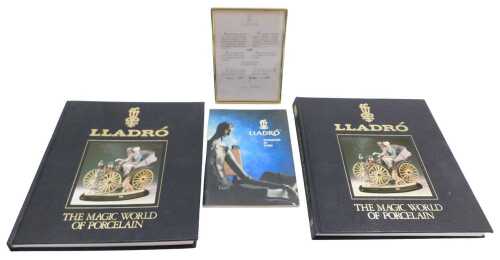 A Lladro book titled The Magic World of Porcelain, inscribed From Carlos Sanchez, another copy,...