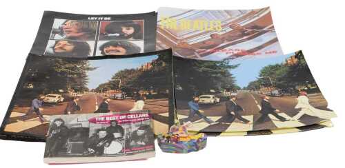 Beatles memorabilia, to include blown up prints of album covers, to include Abbey Road, The...