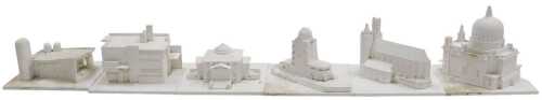 A set of six gypsum composition architectural models of buildings, comprising the St Leopold...
