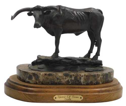 Covelle Jones (b1936). Spirit of Texas, bronze, signed and dated 1994, on a shaped marble plinth...