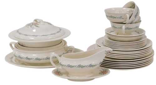 A Royal Doulton pottery Fairfield pattern part dinner service, comprising an oval meat platter,...