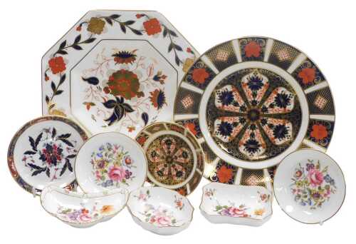 A Royal Crown Derby porcelain Old Imari pattern plate, stamped BG1994, further Imari octagonal...