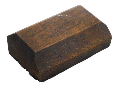A piece of oak commemorative timber, for the Cross Keys, Swansea, and bearing the date 1332,...