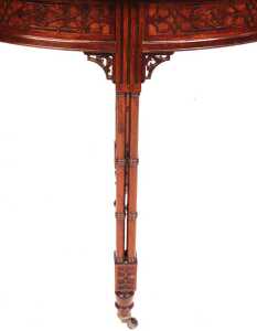 A Chippendale Revival mahogany demi lune foldover card table, with a green baize interior, above... - 3