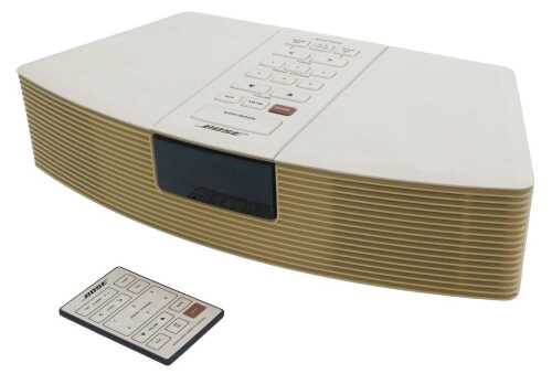 A Bose Wave radio, model number AWR1-2W, with remote.