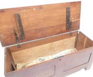 An 18thC oak coffer, with a two plank top, above a plain panelled frieze, raised on stiles, 54cm... - 2