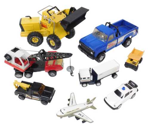 Tonka vehicles, to include an aeroplane, pick up truck, crane, etc. (a quantity)
