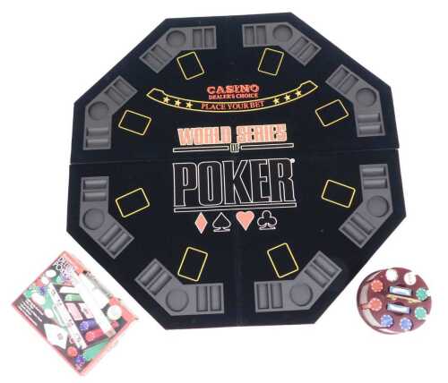 A poker set, with cards, counters, a further Deluxe poker set, in an aluminium case, and a...
