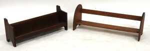 Two early 20thC oak book troughs, 72.5cm and 64cm wide, together with an early 20thC oak drop... - 5