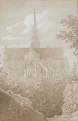 19th School. Amiens, ink and body colour, titled, dated 1834, 26cm x 17.5cm.