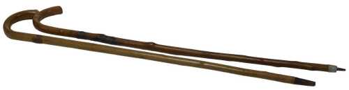 Two Austrian bamboo Alpine walking sticks, one stamped Irigi-Kulm, applied with pressed copper...