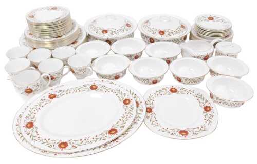 A Wedgwood Susie Cooper bone china Mariposa pattern part dinner service, comprising a pair of...