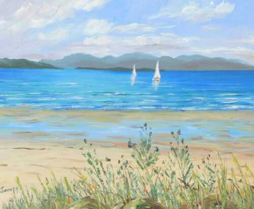 Sara James Windebank (British Late 20thC). The Sound of Bute, oil on canvas, signed, 37cm x 45cm.