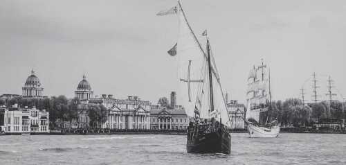 Ross Ambrose (British ). Tall Ships Regatta London, black and white photographic print, limited...