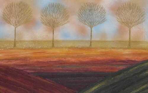 Caroline Hoide-Brown (British Late 20th/early 21stC). Heart of Autumn Sunset, fabric media,...