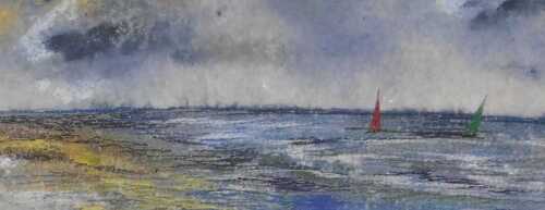 Caroline Hoide-Brown (British Late 20th/early 21stC). Sailing Into The Storm, fabric media,...