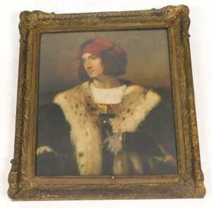 After Titian (Italian 1488/1490-1576). Man in a red cap, coloured lithograph, 60cm x 52cm. - 2