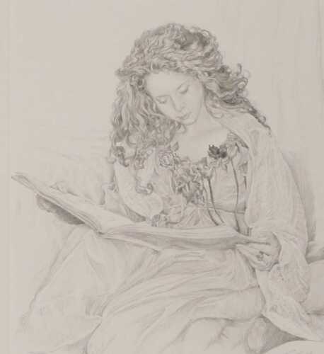 Ed Orgo (British b1955) Seated Lady Reading A Book, charcoal, signed, dated '99, 22cm x 19cm.
