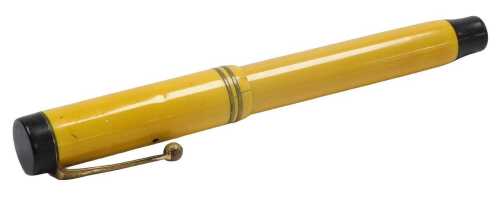 A Canadian Parker Duofold Lucky Curve mandarin yellow fountain pen, with a 14k nib,
