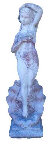 A composition stone figure of the bathing Venus, on a square base, 115cm high.