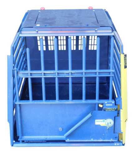 A Safedog lockable vario cage, with some dog accessories, retail price for cage &pound;548.72, 78cm wide.