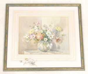 Frances Geake (British 1903-55). Study of flowers in a vase, watercolour, signed, 34cm x 44cm,... - 2