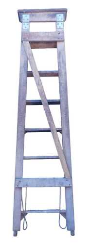 A vintage pine and metal step ladder, stamped Longley, 186cm high.