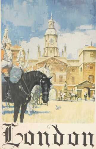 After Sam Wisnom. London poster depicting Horse Guards, 1960's, 95cm x 64cm.