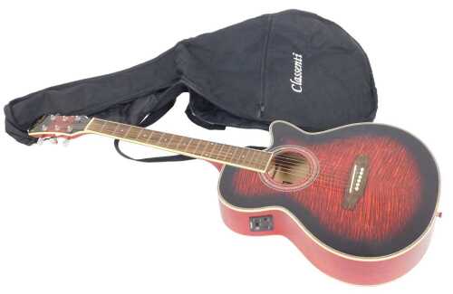 A Freshman acoustic guitar, model FAIAWR, serial no. MAF49157, 103cm high.