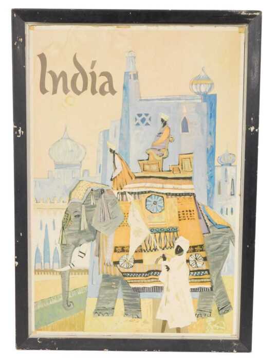 After S. Hall. India travel poster, 1960's, 95cm x 64cm.