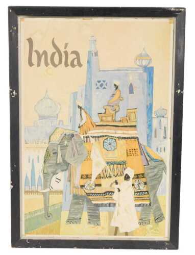 After S. Hall. India travel poster, 1960's, 95cm x 64cm.