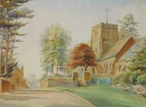 G.M. Harvey (20thC). Village scenes with a church, watercolour, a pair, signed, 28cm x 37cm. - 4