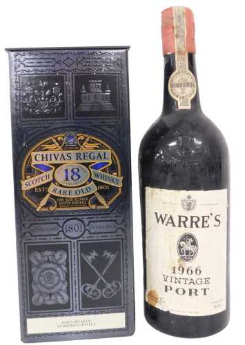 A bottle of Warre's 1966 Vintage Port, and a bottle of Chevas Regal 18 years old Rare Old Scotch...