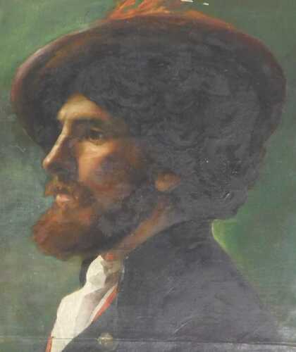 19thC Continental School. Profile head and shoulders portrait of a bearded gentleman, oil on...