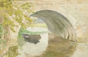 J. L. Wilmot. The Old Boat, Fotheringhay Bridge, watercolour, signed, 24cm x 34cm.