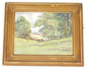 20th English School. Pastoral landscape, oil on board, 30cm x 40cm. - 2