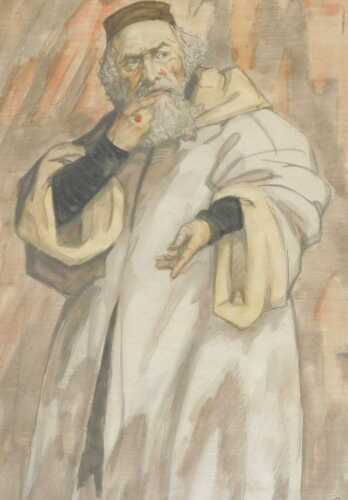 Leon Rogers (20thC). Theatrical study, possibly Shylock from The Merchant of Venice, watercolour,...