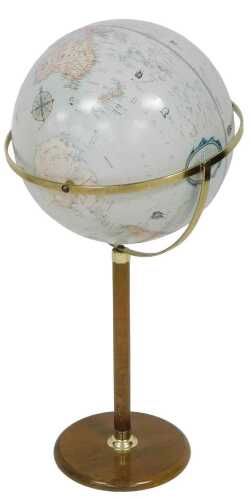 A Replogle 16" diameter globe, World Classic Series, on a stained beech and brass stand, 88cm high.