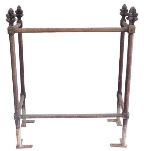 A Victorian painted cast iron courtroom dock rail, with leaf cast finials, faceted rails and...