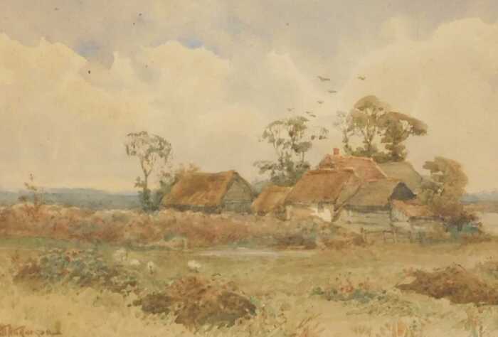 William Anderson (early 20thC). Country landscape with a farmstead, watercolour, signed, 17cm x...