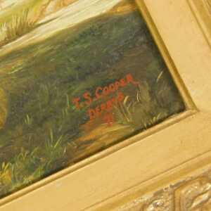After Thomas Sidney Cooper (1803-1902). Resting cattle and sheep, oil on board, 18cm x 38cm. - 3