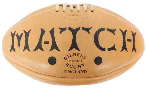 A Gilbert Match rugby ball, signed by various players.