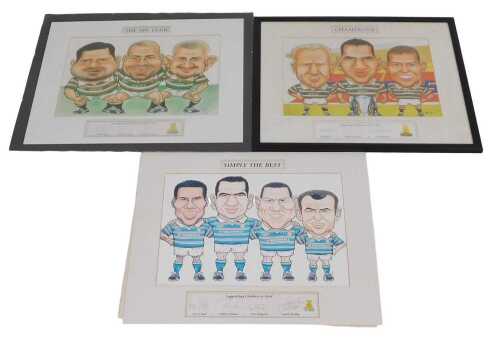 Three Leicester Tigers cartoon pictures, in support of Children in Need, comprising the ABC Club,...