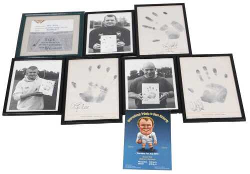 Three Leicester Tigers signed handprints and photographs, for Graham Rowntree, Richard Cockerill,...