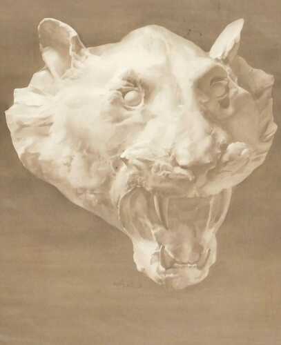 Norah Pearse (1890-1981). Head of a white leopard, after Louis John Steale, watercolour, signed,...