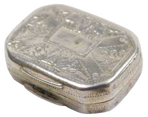 A George IV silver vinaigrette, of canted, rectangular form, the hinged lid and base with...